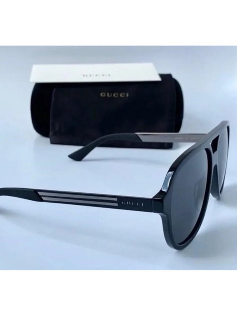 Authentic- New - Gucci Men’s Sunglasses GG0688S 001 Black/ Gray - Picture 3 of 12